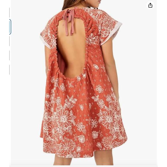 Free People Women’s Pinwheel Open-Back Mini Dress Coral XS - Picture 2 of 8